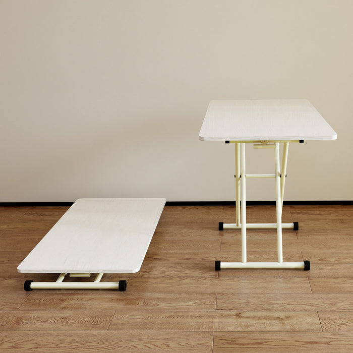 Adjustable Standing Table, Indoor & Outdoor Use, Portable With Adjustable Height - Off White / White