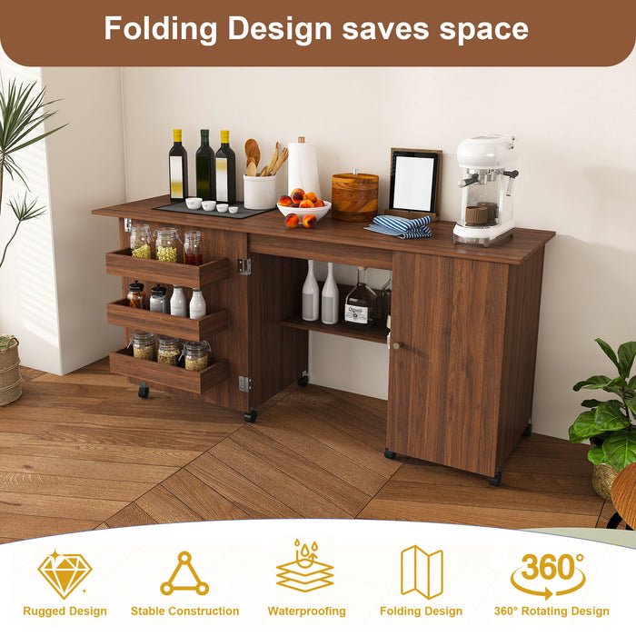 Foldable Sewing Table With Locking Casters