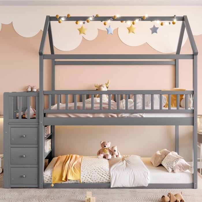 Bunk Bed With Shelves And Drawers, Storage Focused Design