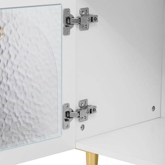 Retro TV Stand With 6 Metal Legs, 2 Cabinets, 4 Drawers And Anti-Tip Device