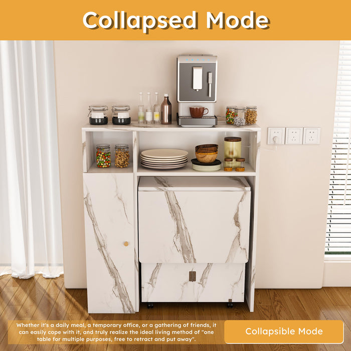 Multifunctional Folding Dining Table With Wall-Mounted Sideboard & Storage