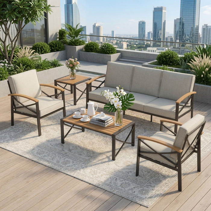 Square Outdoor Patio End Table - Black