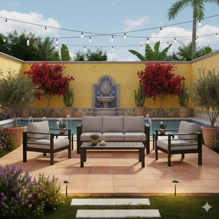 Outdoor Patio Set, All-Weather With Thick Cushions