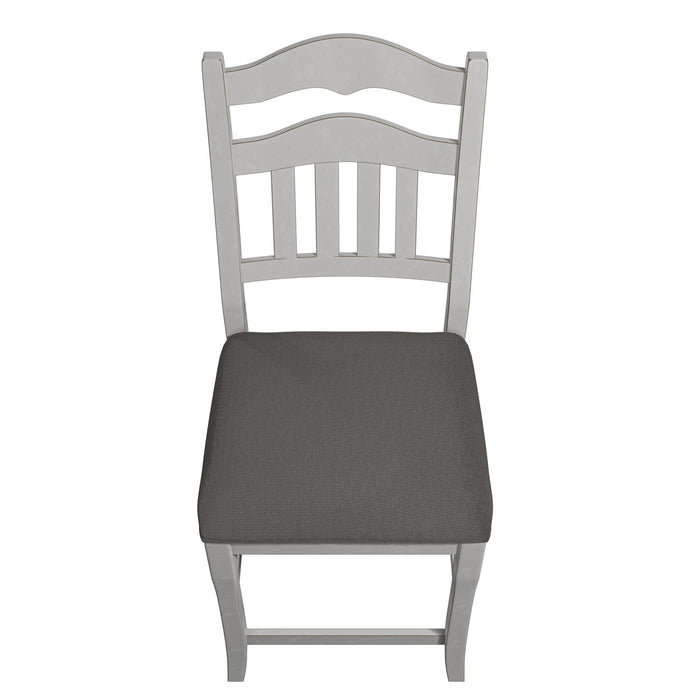 Counter Height Dining Chairs With Upholstered Cushion And Ladder Back Design (Set of 2) - Antique White