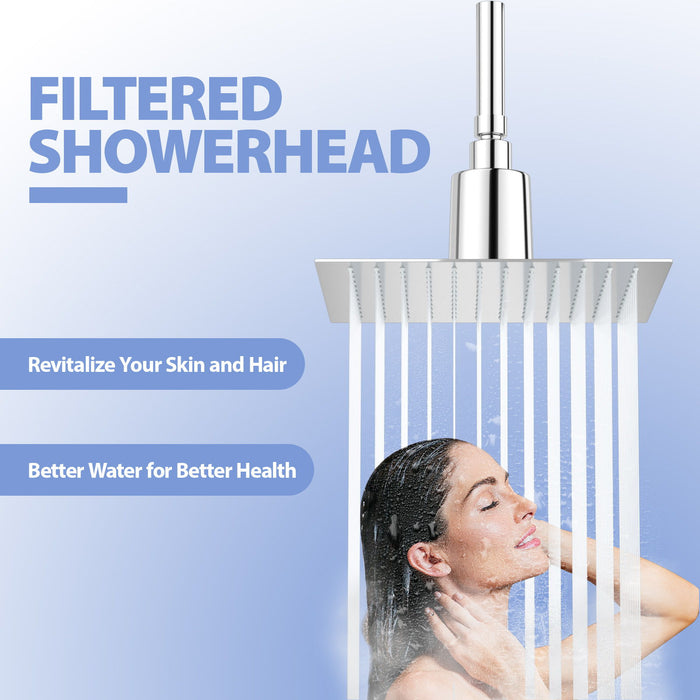 Ultra Thin 8" Square Rain Shower Head 304 Stainless Steel, Wall / Ceiling Mounted