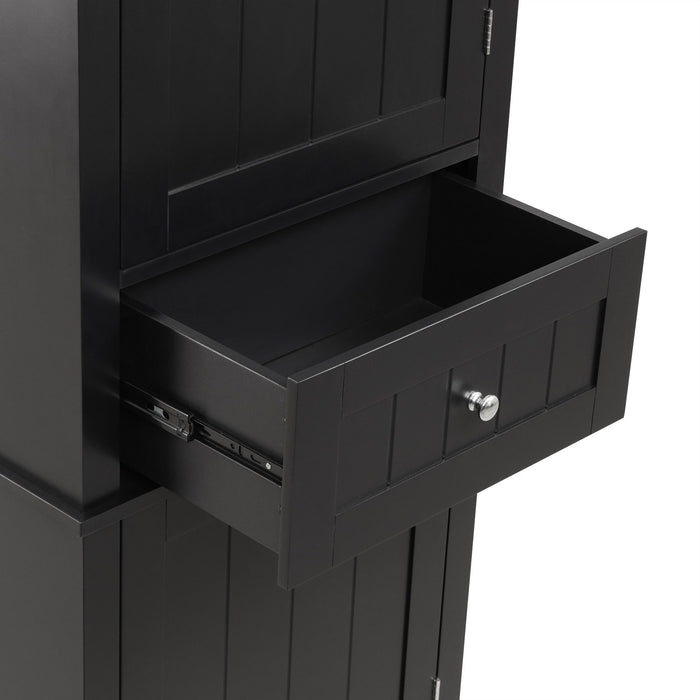 Tall Freestanding Bathroom Storage Cabinet With Drawer And Adjustable Shelf