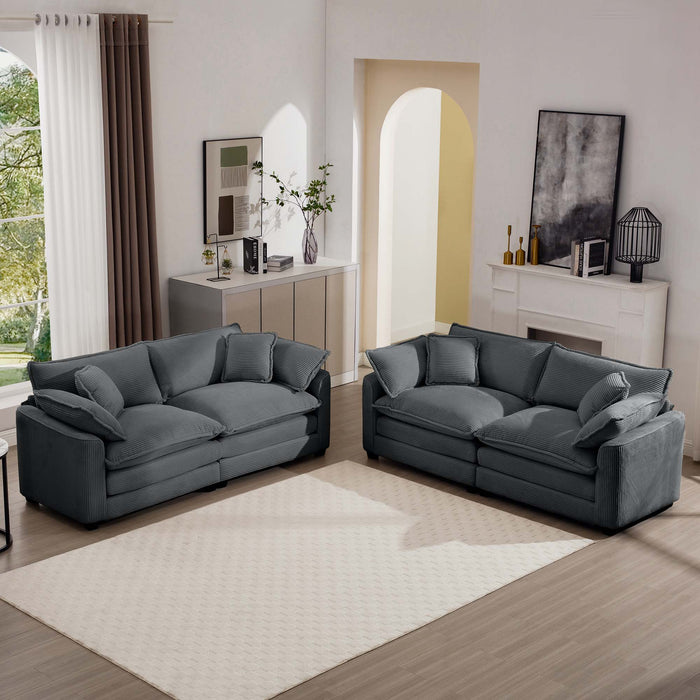 Elegant Corduroy Oversized Sectional Sofa Set With Deep Seats And Flexible Layout