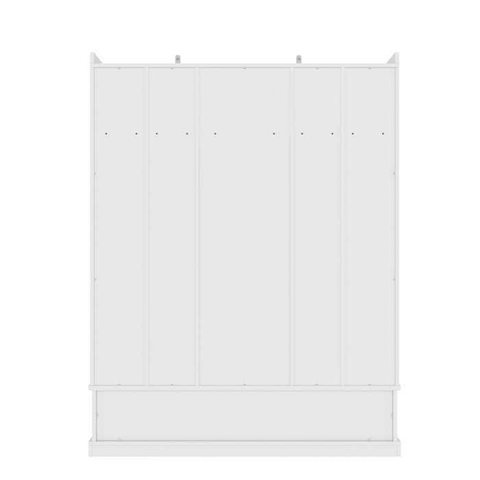 Hall Tree & Bench And 5 Storage Cubbies