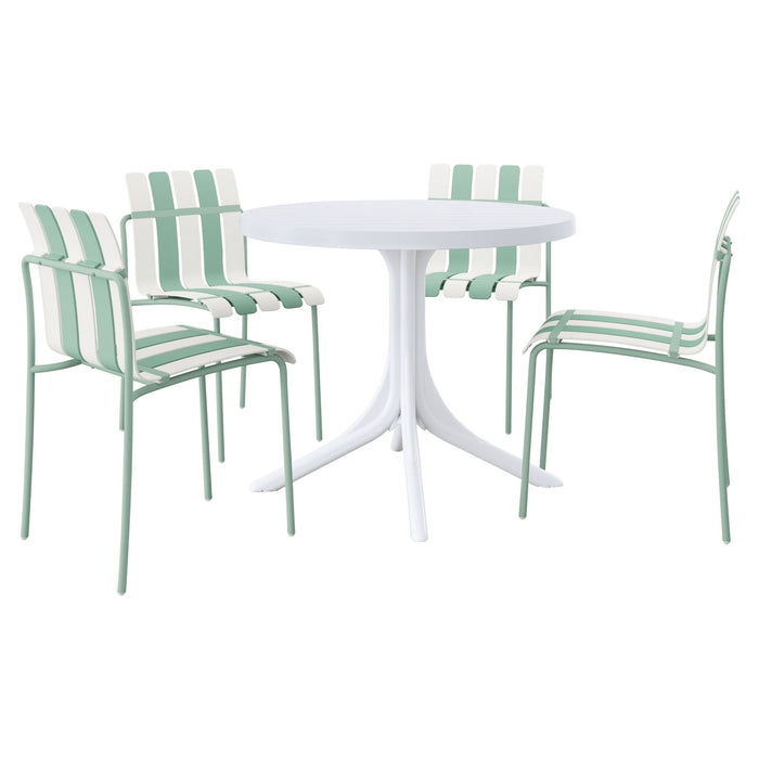 4 Piece Set Of Modern Color Block Designed Single Chairs With Round Table