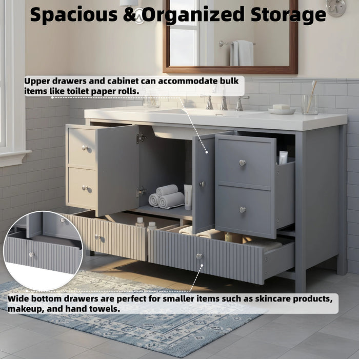 Bathroom Vanity With Separate Sink, Soft Close Doors And 4 Drawers