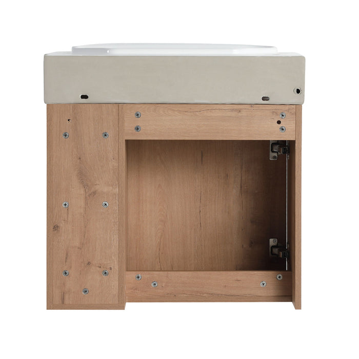 24" Wall Mounted Bathroom Vanity & Sink & Soft Close Door - Imitative Oak / White