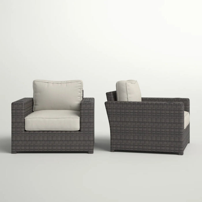 Outdoor Armchairs With Cushions (Set of 2) - Espresso / Gray