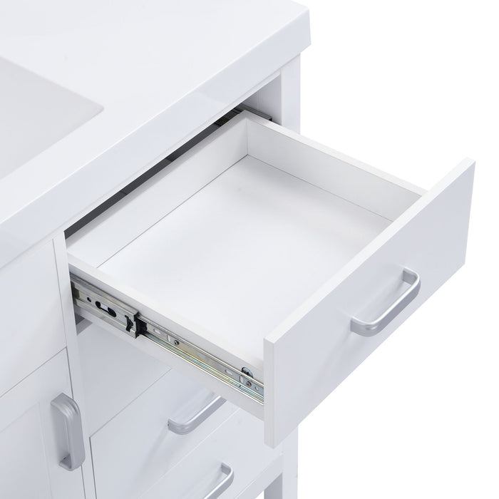 46.5" Modern Bathroom Vanity Cabinet Only, Soft Close Door & 6 Drawers - White