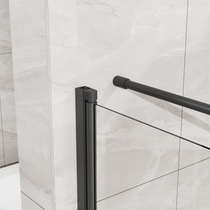 Corner Shower Enclosure, Frameless Pivot Door - Matte Black