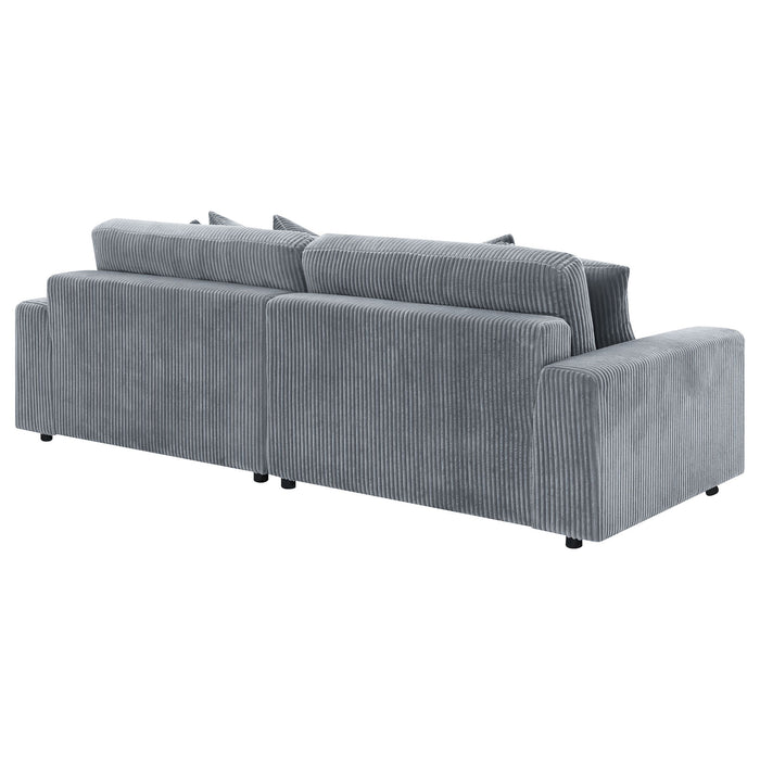 Marcus - Fog Track Arms Reversible Sectional With Pillows - Fog