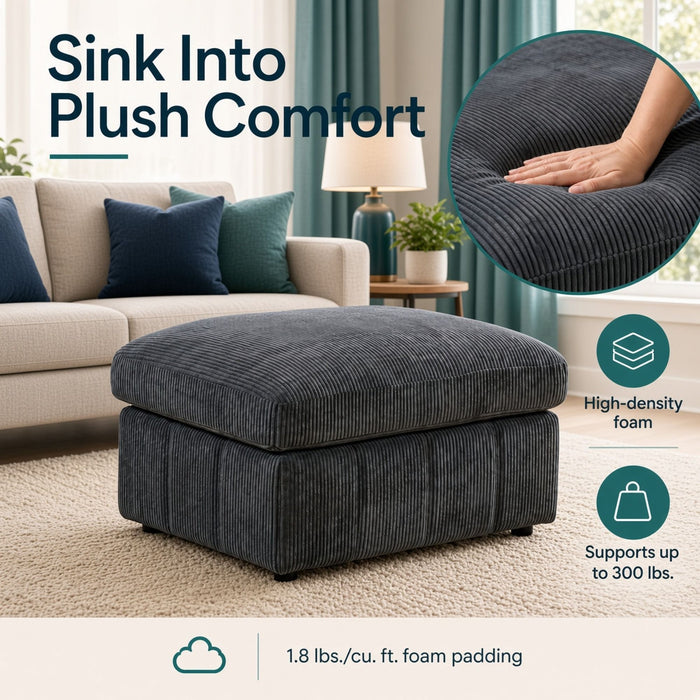 Oversized Ottoman Footrest Extra Seat Living Room - Dark Gray