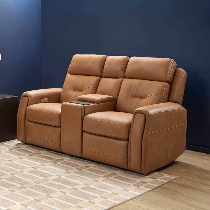 Felix - Power Reclining Loveseat With Console, Power Headrest, Lumbar, Heat & Massage
