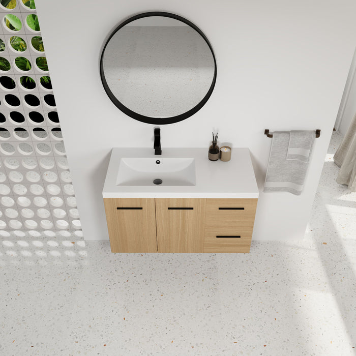 Wall Mounted Floating Bathroom Vanity With Sink, Door & Drawers Modular Cabinet