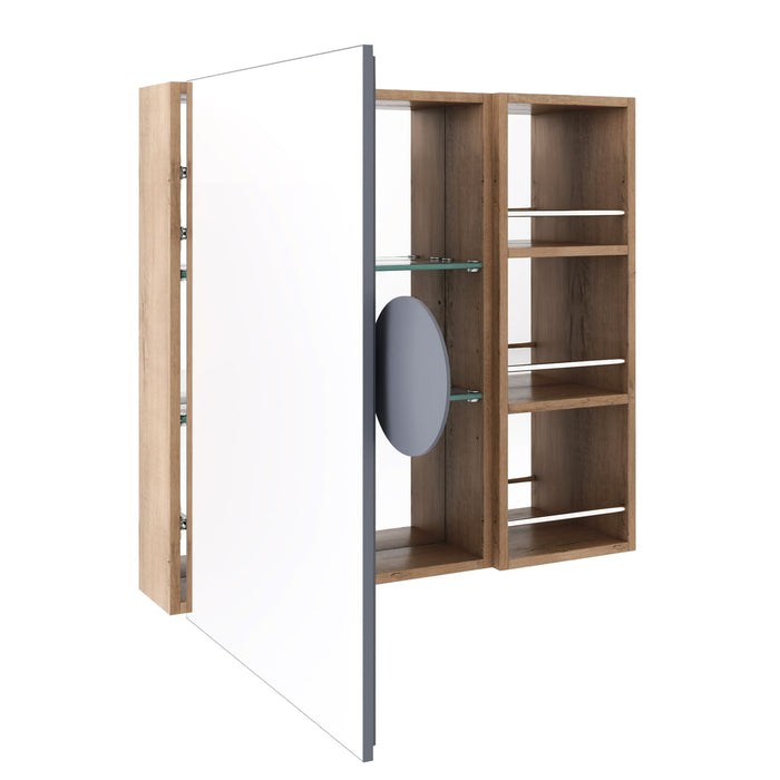 29.63" Wall Mounted Bathroom Cabinet With Adjustable Shelves - Imitative Oak