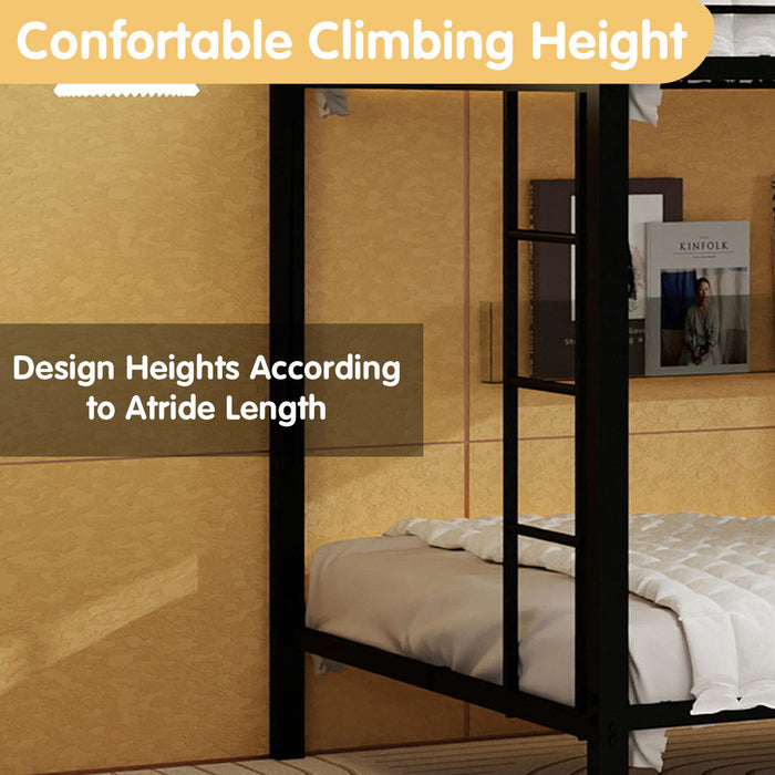 Bunk Bed For Kids, Convertible Frame With Ladders & Guardrail