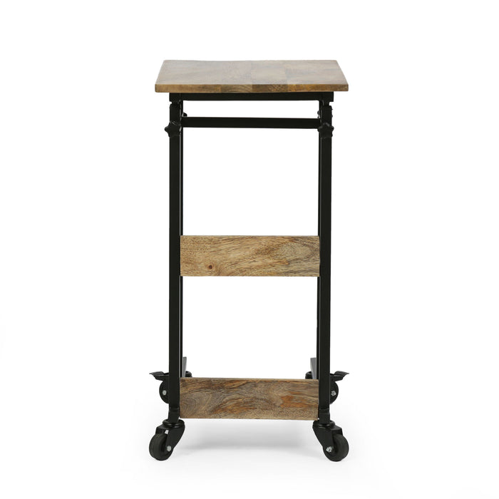 Modern Industrial Bed Laptop Table With C - Shape Design And Adjustable Height - Natural