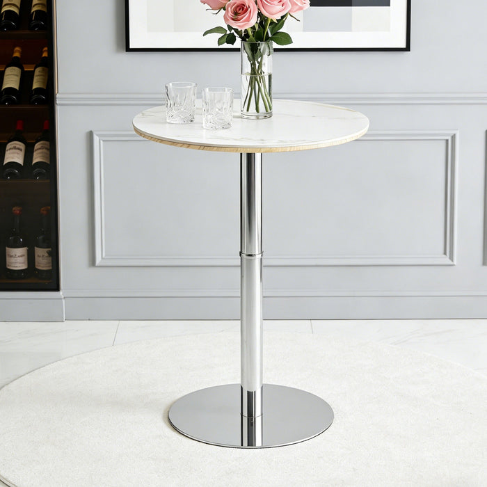 Circular Bar Table - White / Silver