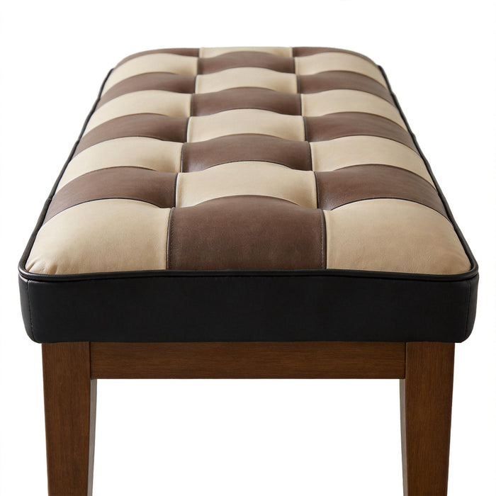 Checkered Bench For Entryway - Black / Brown / Cream