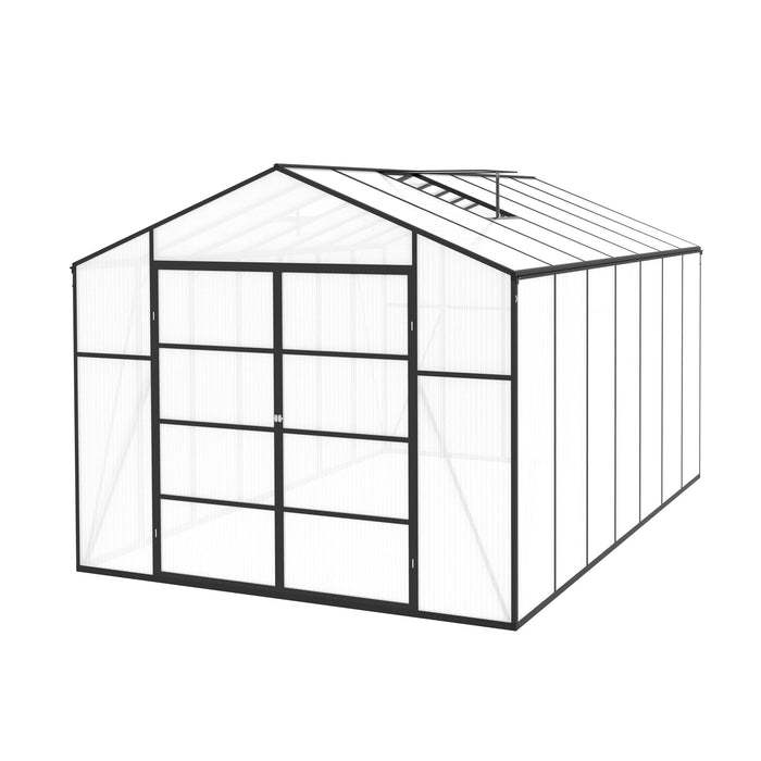 Gain Height Windproof Aluminum Greenhouse With Raised Base