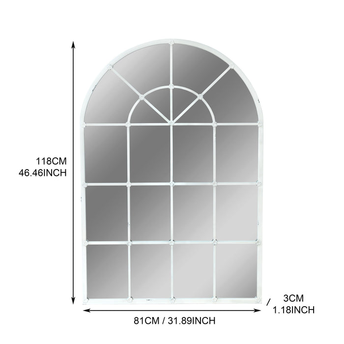 Handmade Arched Mirror, Windows Design For Entryway - White