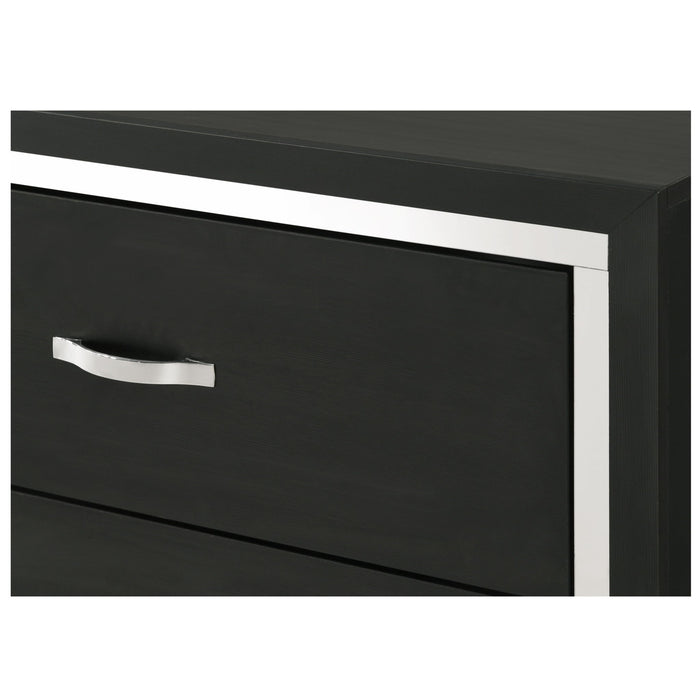 2 Drawer Bedroom Nightstand With Handles - Black