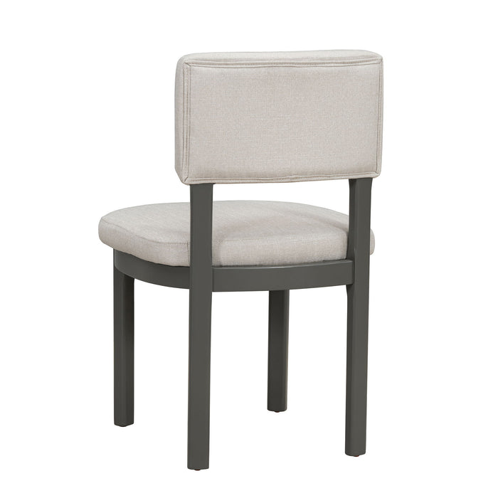 Dining Table Set With 6 Upholstered Chairs, Rectangular Table With Cutout Legs