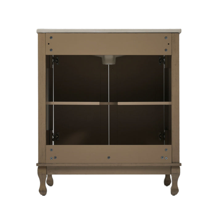 Vintage Bathroom Vanity With Ceramic Sink, Adjustable Shelves