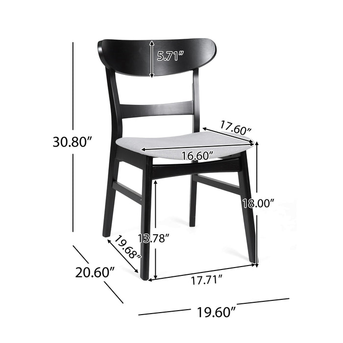 5 Piece Dining Set With 1 Table And 4 Upholstered Chairs - Black / Light Gray