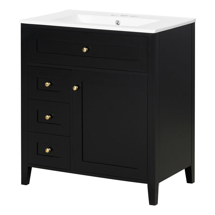 Bathroom Vanity With Sink, 3 Drawers And Adjustable Shelf, Freestanding Storage Unit