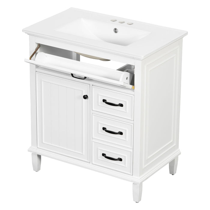 Bathroom Vanity With Sink Top, Flip Drawers, Adjustable Shelf