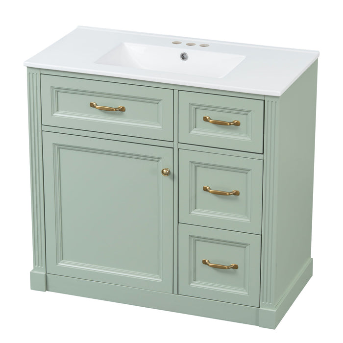 Modern Bathroom Vanity With Sink, 4 Drawers, Soft-Close Door, Adjustable Shelf
