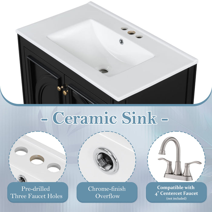 Double Sink Bathroom Vanity Set With Wall Mount Mirror Cabinet