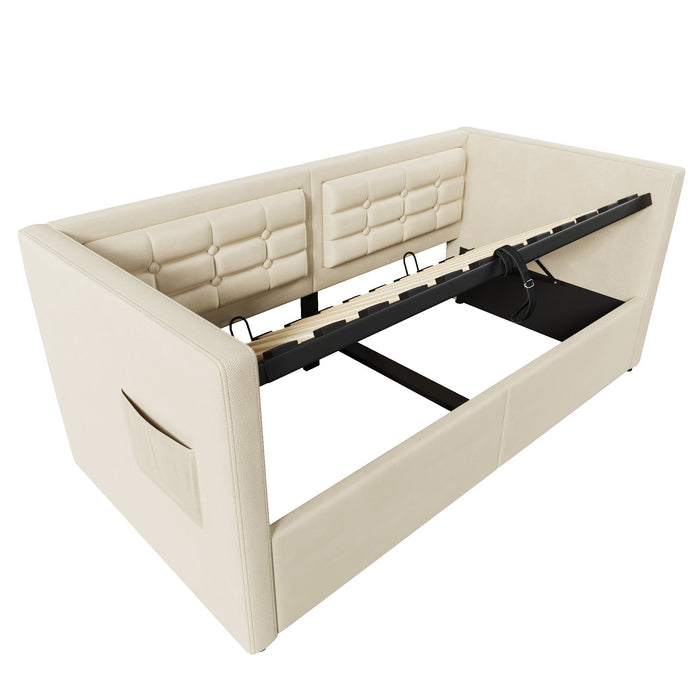Upholstered Daybed With Hydraulic Storage And USB / Type - C Charging