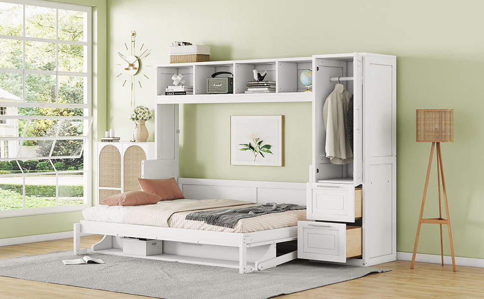 Space Saving Murphy Wall Bed With Closet And Drawers