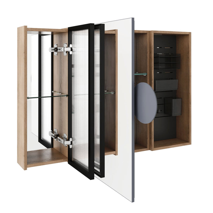 Wall Mounted Bathroom Cabinet, Adjustable Shelves Storage Cabinet - Imitative Oak