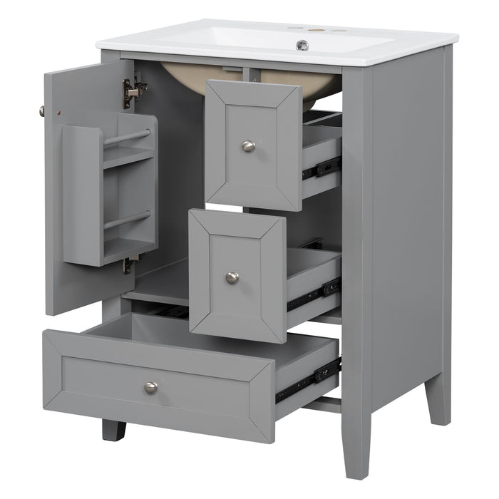 Modern Bathroom Vanity With Sink, Freestanding Cabinet With Drawers And Shelves