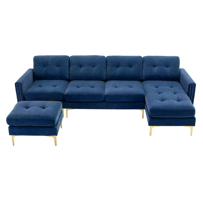 Modern L - Shape Convertible Sectional Sofa With Movable Ottoman