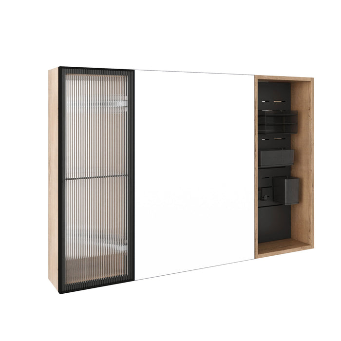 Wall Mounted Bathroom Cabinet, Adjustable Shelves Storage Cabinet - Imitative Oak
