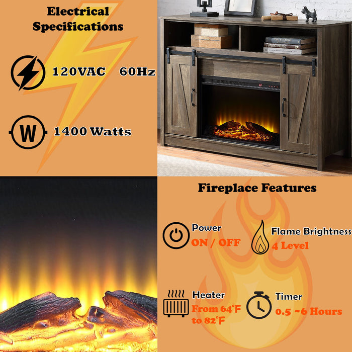 Tobias - Fireplace With Shelf Storage - Oak