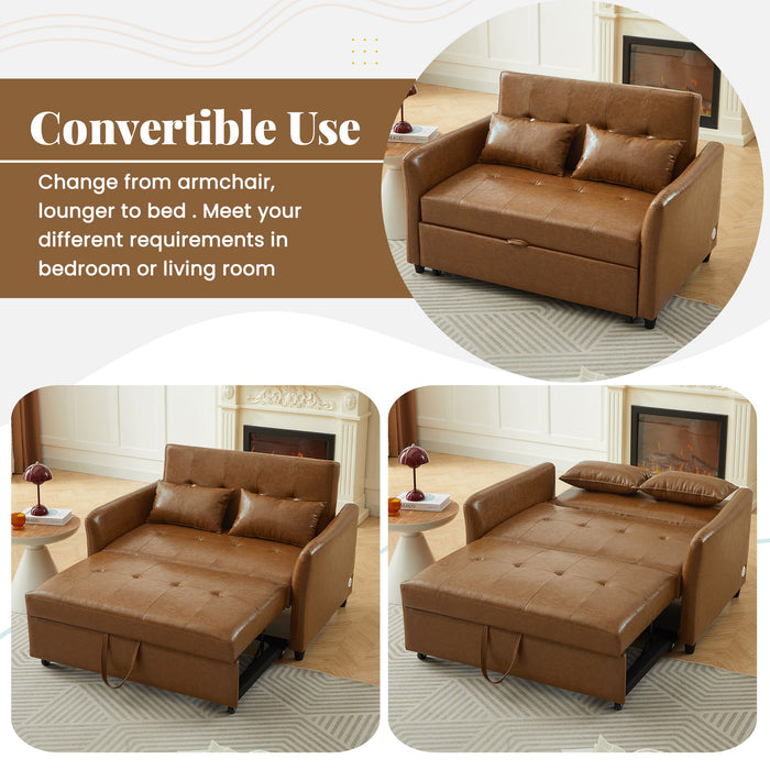 Convertible Sleeper Bed, Adjustable Oversized Armchair With 3 USB Ports