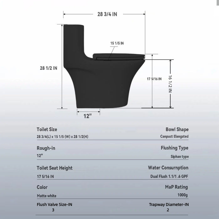 1 Piece Toilet With Dual Flush And Soft Closing Seat