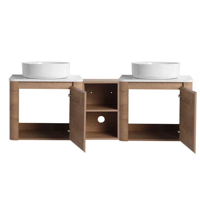 Wall Mounted Bathroom Vanity With Art Sink, 1 Storage Shelf, Soft Close Door