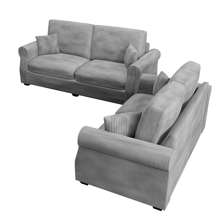 Contemporary 2 Piece Sofa Set With Matching Pillows