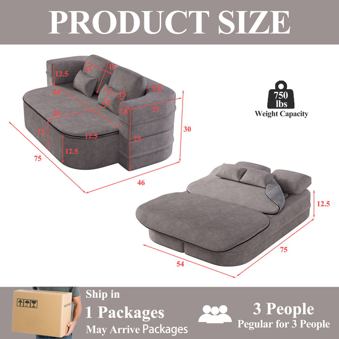 2 In 1 Foldable Sofa Bed With Multi Functional Blanket, Floor Lounge Sofa