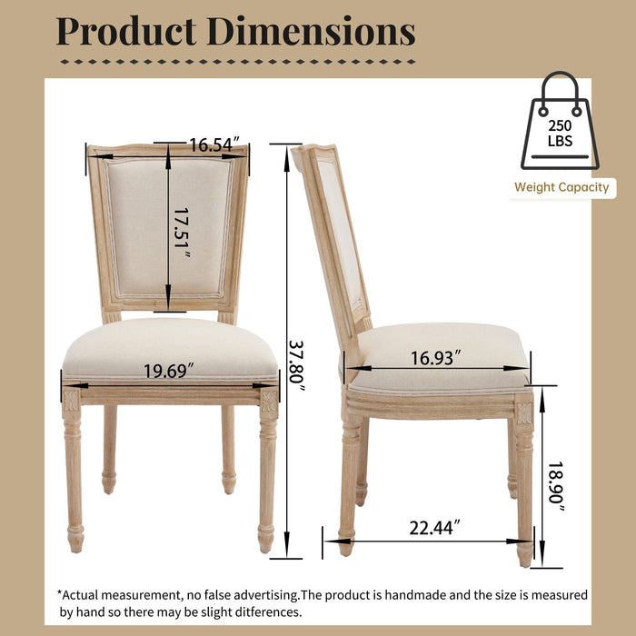 Dining Chairs Upholstered With T - Shaped Back (Set of 2) - Beige
